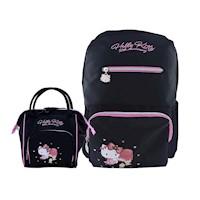 Mochila Hello kitty Aniversario Negro+ lonchera 50 Años Scool
