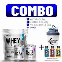 UN - WHEY PRO 5 KG. VAINILLA + GLUTABOLIC 500GR+ PRO BCAA 500GR NARANJA + SHAKER