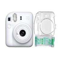 Camara Fujifilm Instax Mini 12 Blanco Arcilla+Estuche Transpa+Pelix10