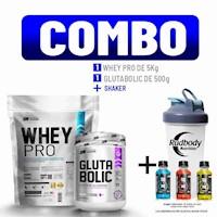 COMBO UNIVERSE NUTRITION - WHEY PRO 5 KG. VAINILLA + GLUTABOLIC 500 GR. + SHAKER