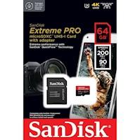 Memoria Sandisk Extreme Pro MicroSDXC 64GB 200MB/s con adaptador SD