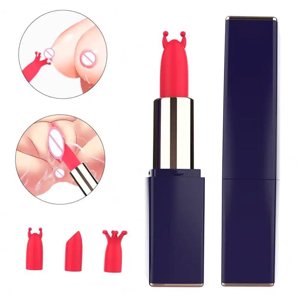 Vibrador Bala Labial Lipstick Potente Con 3 Cabezales Intercambiables