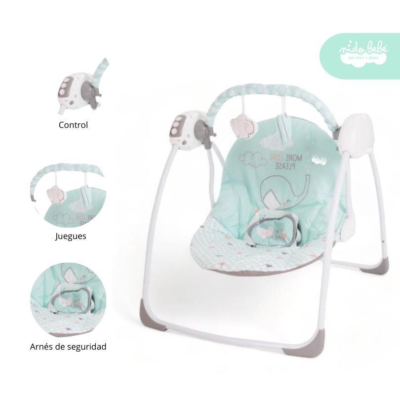 Silla Nido Mecedora de Bebé Columpio color Verde