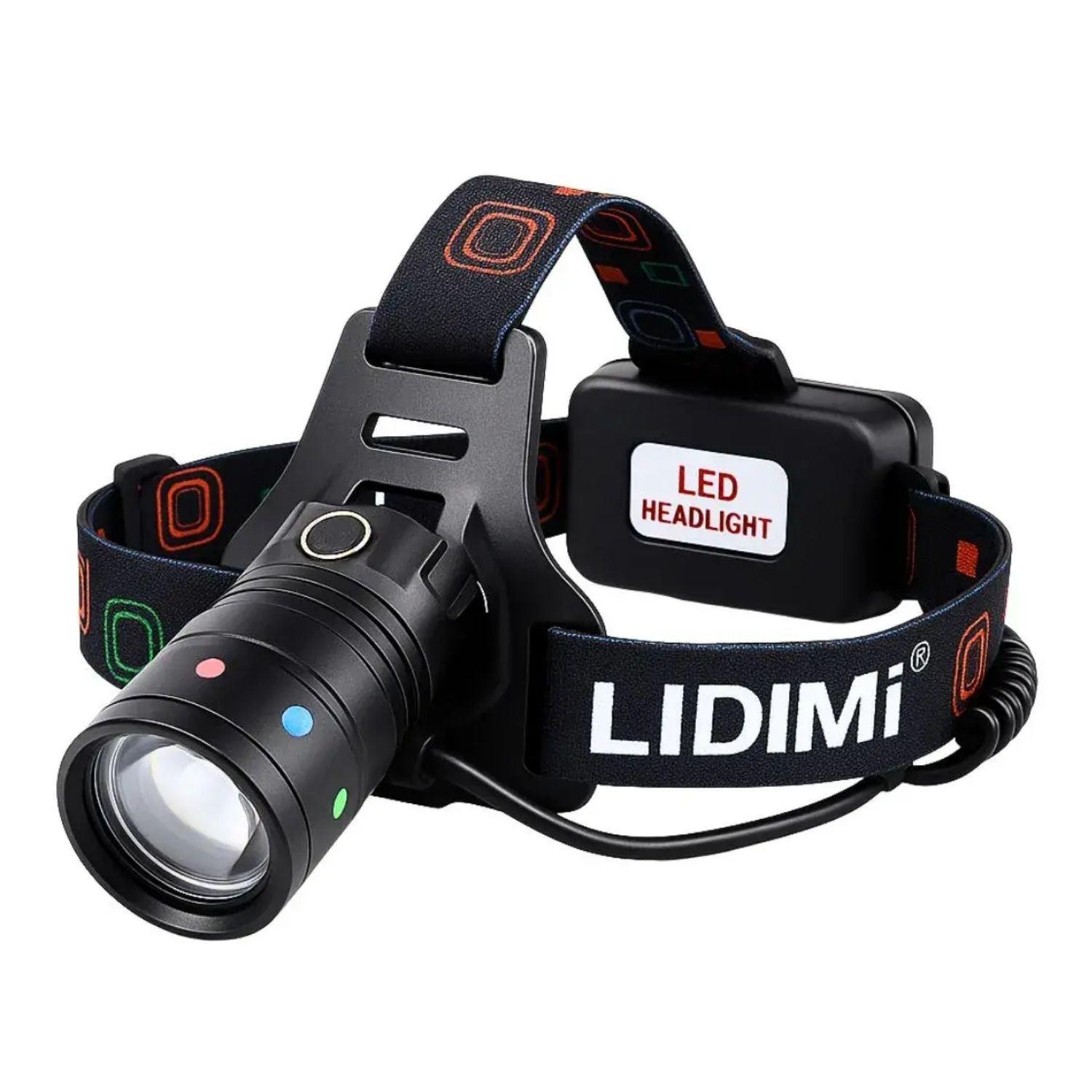 Linterna de Cabeza LED 10W Recargable Tipo-C con Batería 18650 Extraíble, Zoom y Correa Ajustable para Casco o Frente