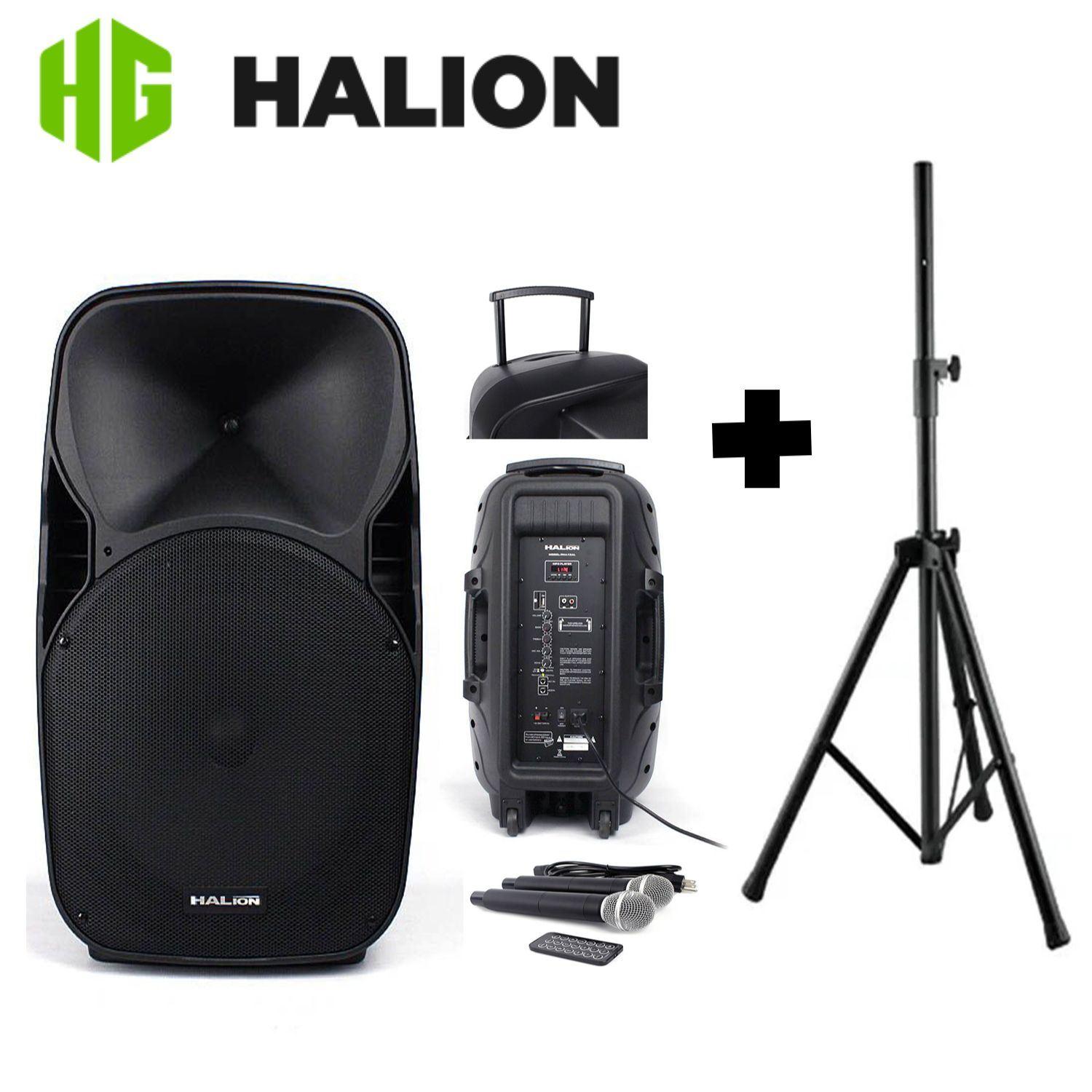 Parlante Activo Halion PHA15AL Batería Recargable con soporte SPS502M