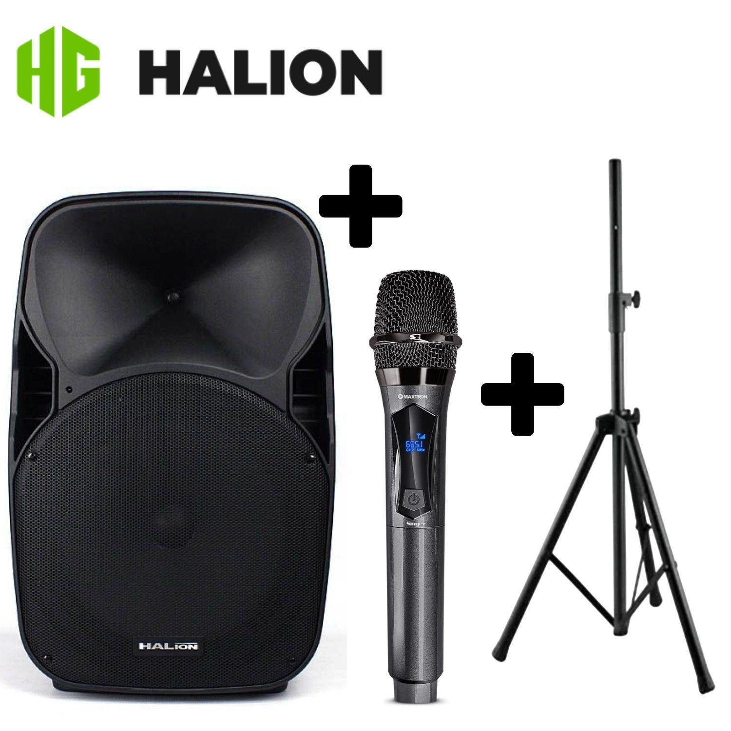 Parlante Halion PHA-15AL + Micrófono Singer MX-708 WL + SOPORTE