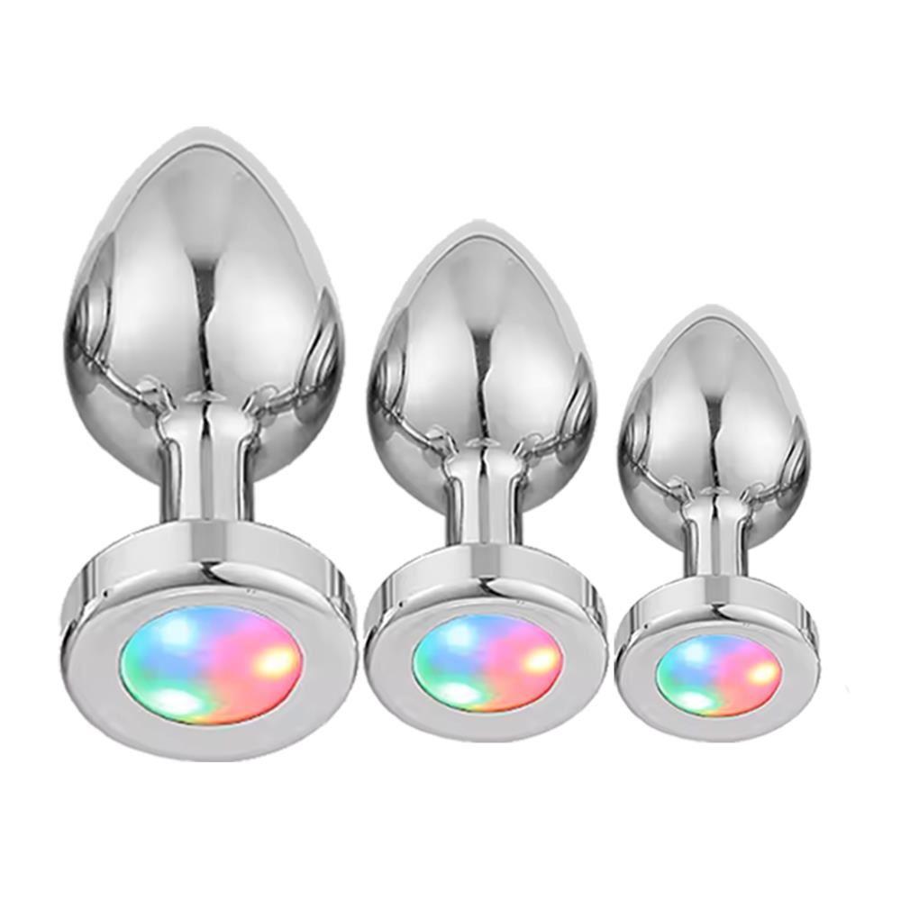 Kit De 3 Butt Plugs Tapones Anales Con Luces