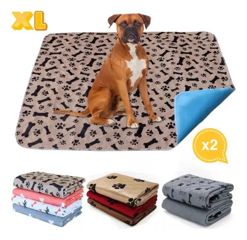 Pack 2 Pañales de Piso Reutilizables para Perros XL 130x80cm Super Absorbentes