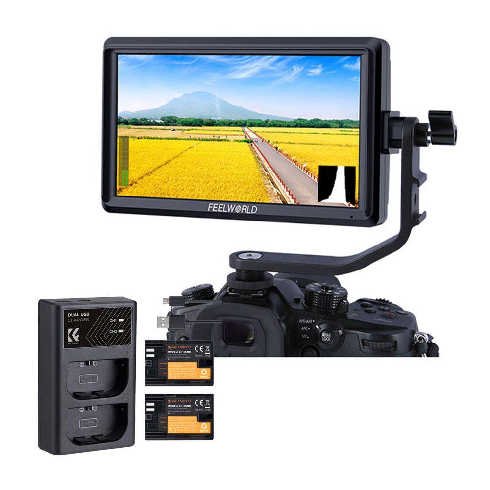 Monitor Feelworld S55 + 2 Baterias LP-E6NH + Cargador