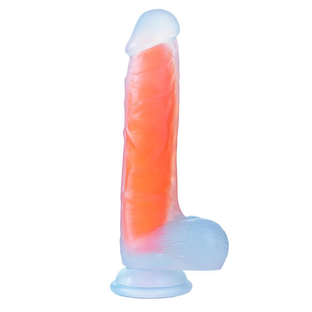 Dildo Consolador Naranja Realista Grande Grueso 20.5x3.7cm Brillante