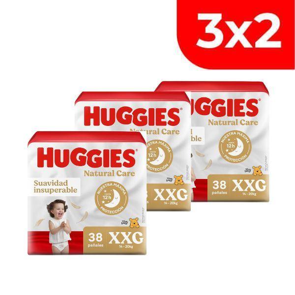 3x2 Pañal Huggies Natural Care Talla XXG - Bolsa 38 UN