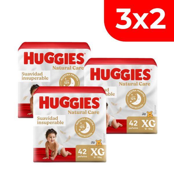 3x2 Pañales Huggies Natural Care Talla XG - Bolsa 42 UN