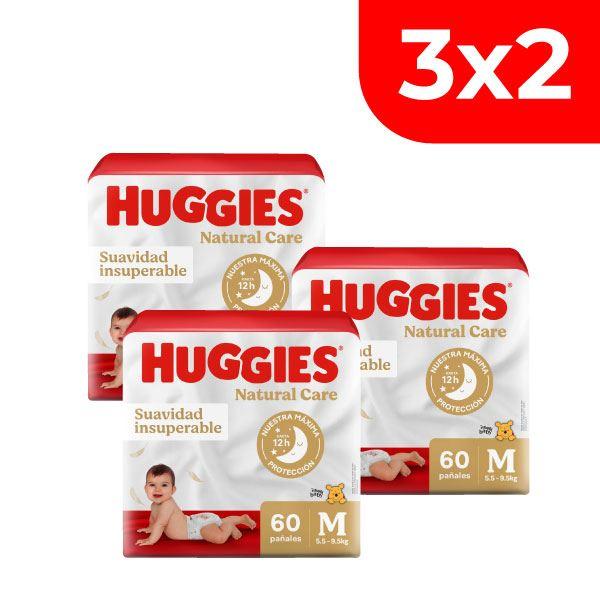 3x2 Pañales Huggies Natural Care Talla M - Bolsa 60 UN
