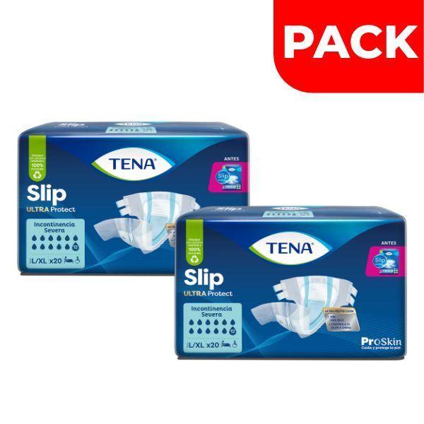 Dúo Pack Pañales Tena Slip Ultra Protect Talla L/XL - Bolsa 20 UN