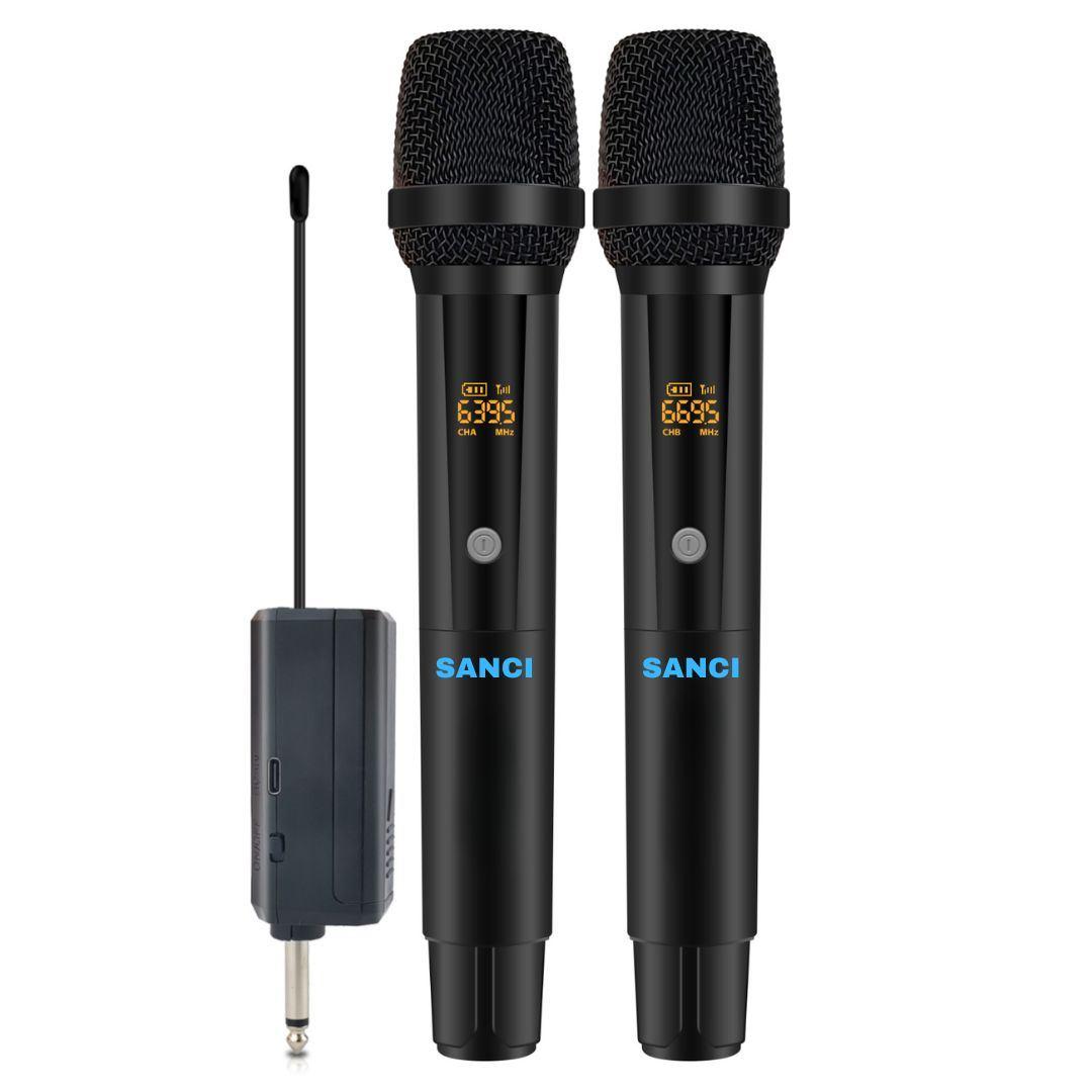 Micrófono Universal Inalámbrico con Pantalla Pack Doble SANCI 8013U-2