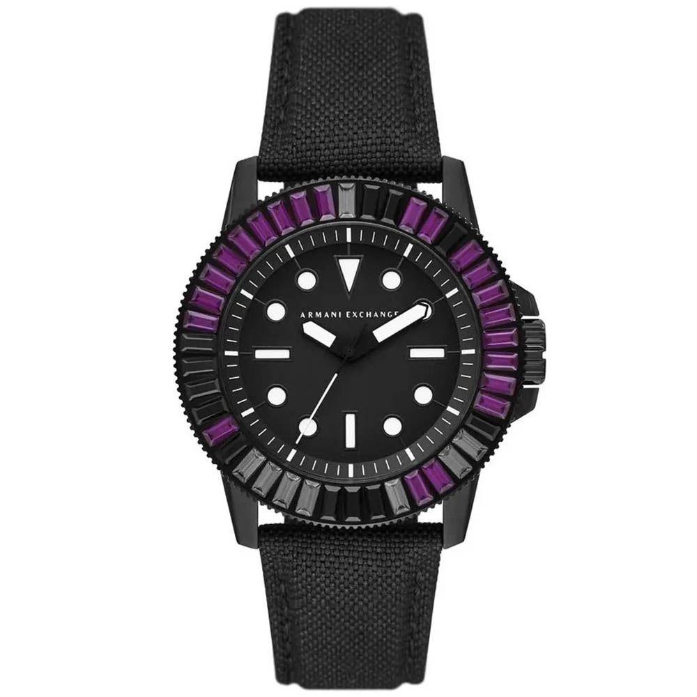Reloj Armani Exchange AX1857 Para Hombre Acero Inoxidable Correa de Nylon y Cuero Negro