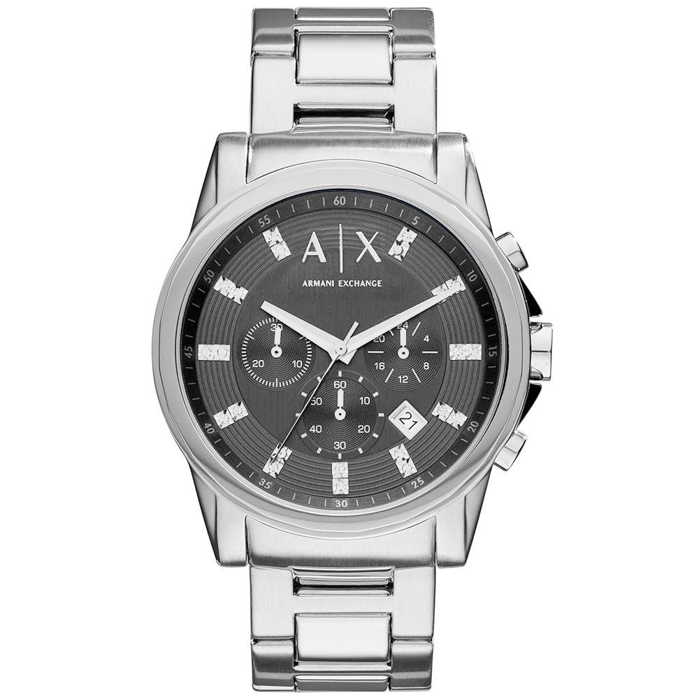 Reloj Armani Exchange Outerbanks AX2092 Fecha Cronometro Acero Inoxidable Plateado