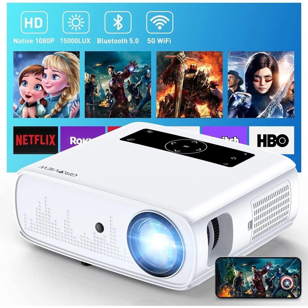 GROVIEW PROYECTOR, 1080P WIFI BLUETOOTH, VIDEO DE 300"