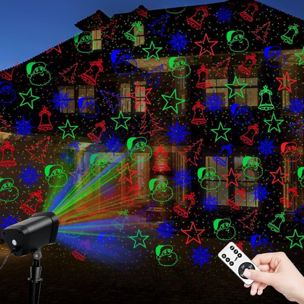 PROYECTOR DE LUCES DE NAVIDAD PARA EXTERIORES 9 PATRONES ROJOS EN MOVIMIENTO