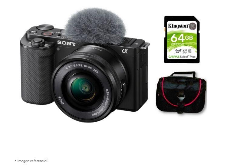 Cámara Sony ZV-E10 Mirrorless + Lente 16-50mm + Kit Básico