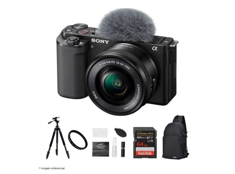Cámara Sony ZV-E10 Mirrorless + Lente 16-50mm + Kit Ultimate