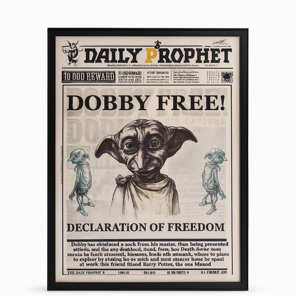 Cuadro 3d Con Movimiento  Dobby harry Potter  Decoración Mágica