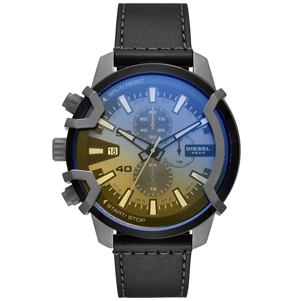 Reloj Diesel Griffed DZ4584 Para Hombre Fecha Cronómetro Correa Cuero Negro