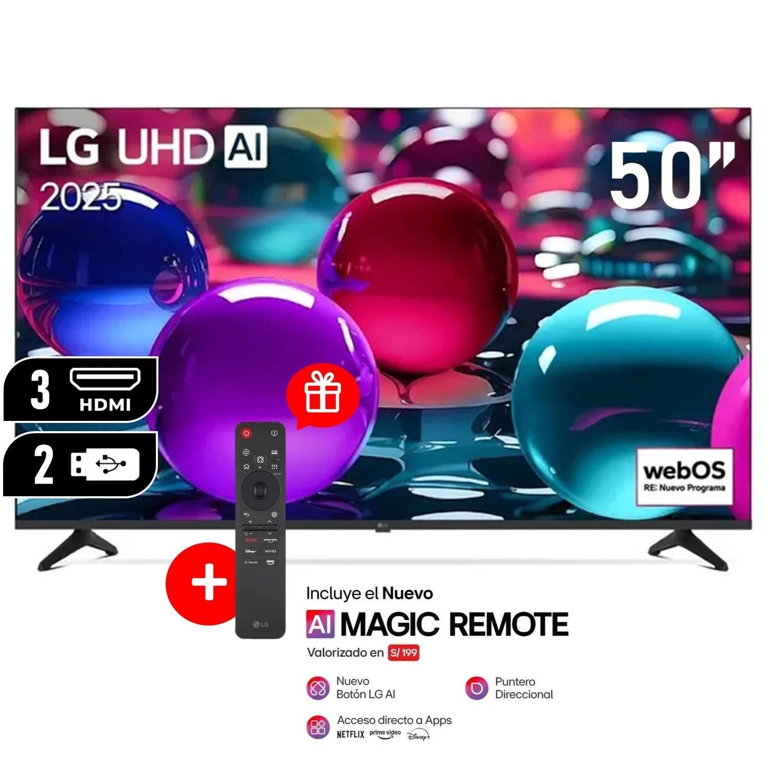 TV LG 50" LED UHD 4K Thinq AI 50UA7300PSB Modelo 2025 + Control Magic