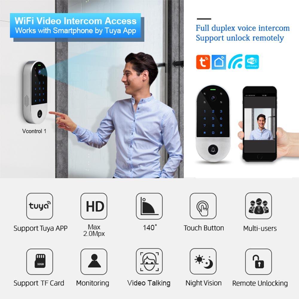 Video portero Inteligente Tuya WiFi Sistema de Acceso Resolución 1080p PST-VC1
