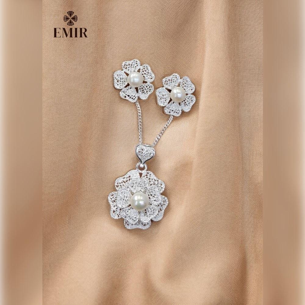 Conjunto Signature  Filigrama  en Flor con Perla