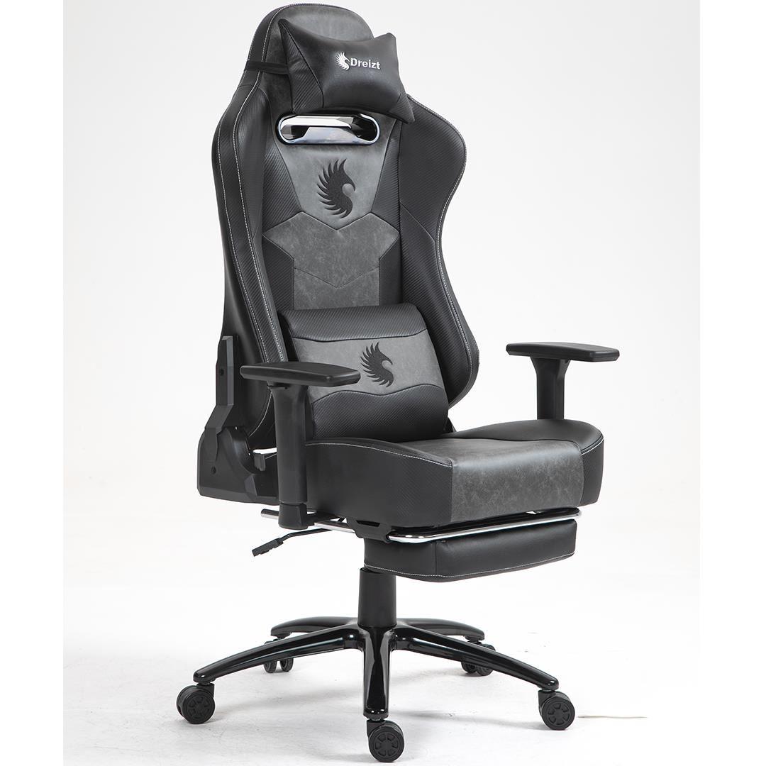 Silla Gamer Dreizt Heroes Series Negro Premium Reclinable Con Posapies Clase 4