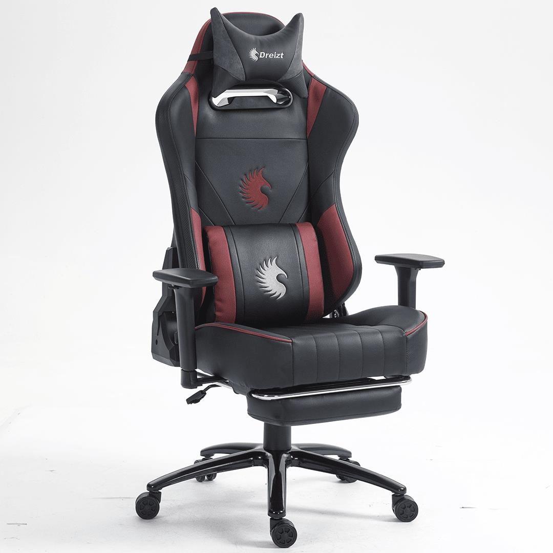 Silla Gamer Dreizt Heroes Series Rojo Dark Premium Reclinable Posapies Clase 4